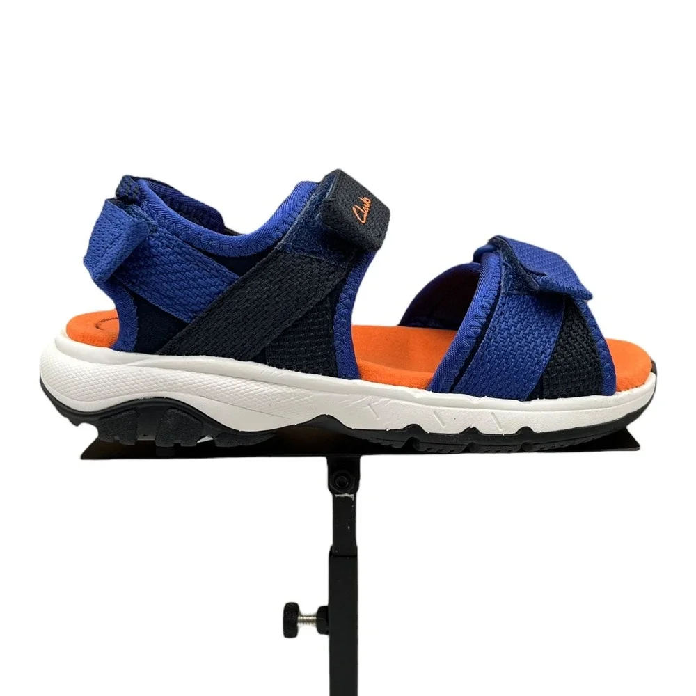 Clarks‎ Toddler Boys Open Toe Adjustable Sandals Size 10 Blue-Black Lightweight